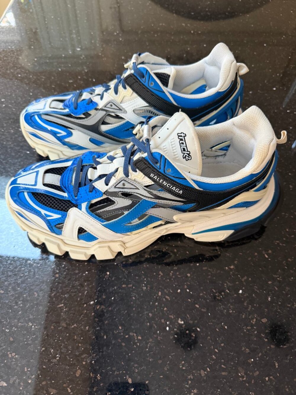 Balenciaga -Track 2.0 Sneakers- Blue White Leather & Rubber Size 44/ UK10 / US11